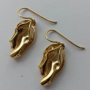 Gold ballet shoes necklace and earrings